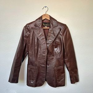 Vecuir | Vintage Brown Leather Blazer